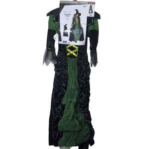 Wonderland Storybook Witch Costume Womens Medium 8-10 Black Green 2 Piece Set